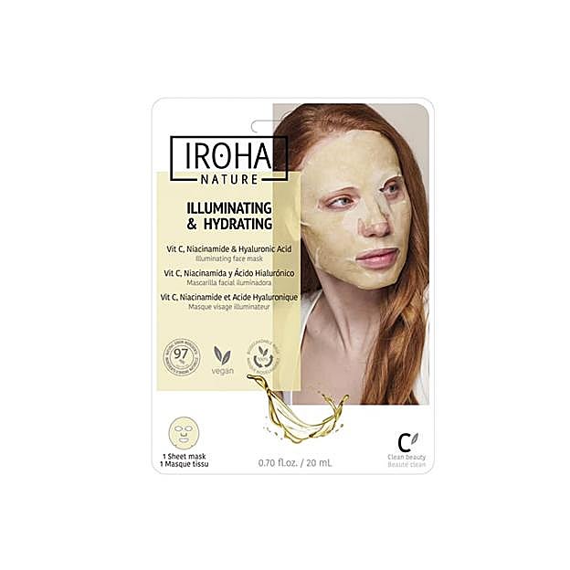 Mascarilla con niacinamida, ácido hialurónico y vitamina c de Iroha.
