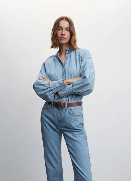 Imagen - Camisa denim con mangas abullonadas