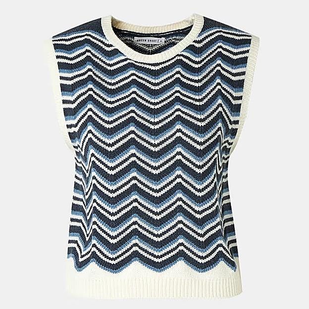 Chaleco estampado de punto de Green Coast, 25,99 euros.