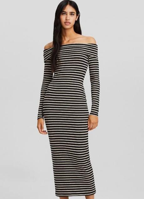 Imagen - Vestido con cuello barco a rayas