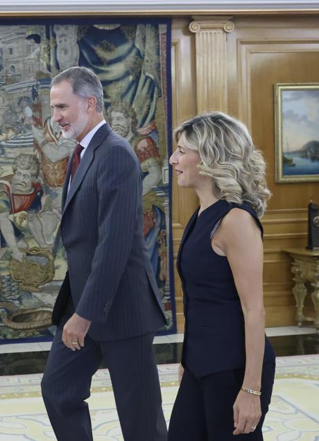 Imagen - Yolanda Díaz en la ronda de consultas con el rey Felipe. / CASA REAL