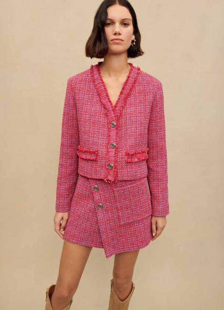 Imagen - Chaqueta tweed en color rosa de Maje. Foto: Maje.