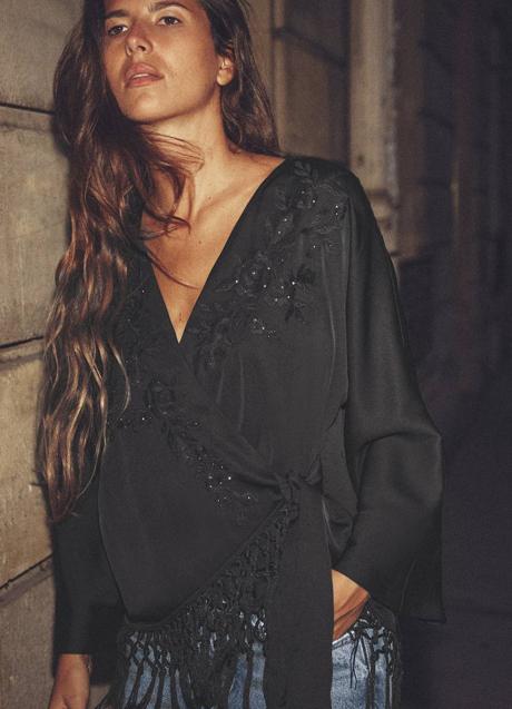 Imagen - Top estilo kimono con abalorios y flecos