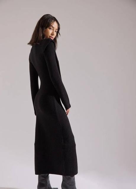 Imagen - Vestido de cuello alto con hombros acolchados