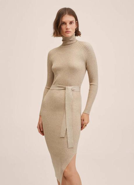 Imagen - Vestido con cuello alto adornado por cinturón