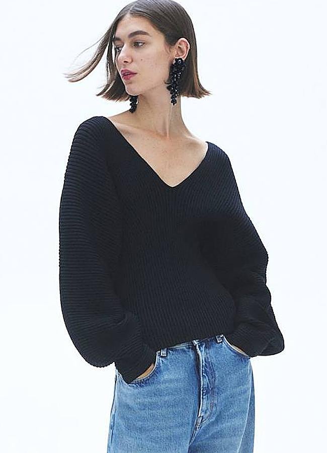 Imagen - Jersey con escote de pico en canalé