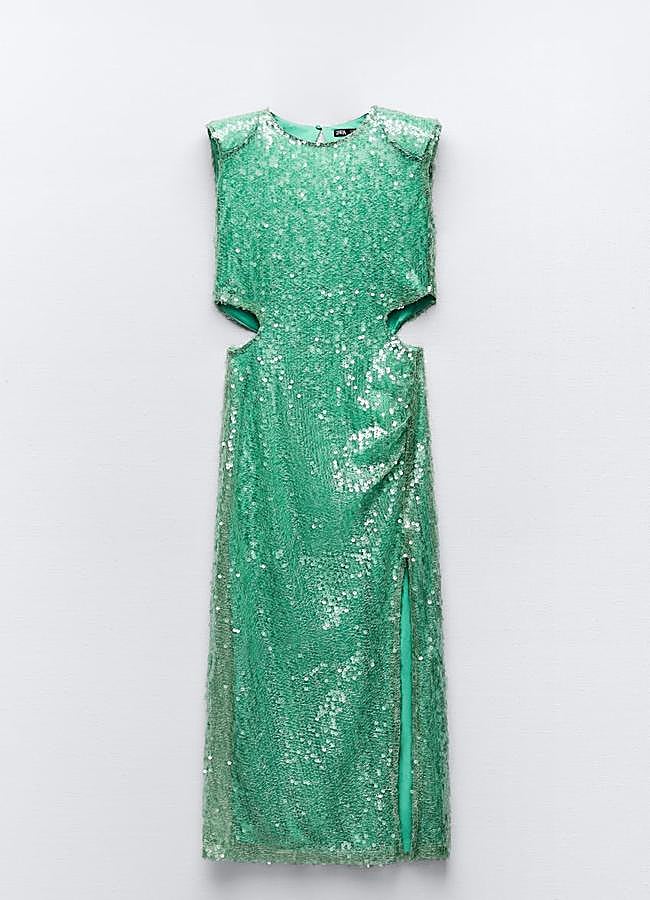 Imagen - Vestido midi de lentejuelas con diseño cut out. Foto: Zara.