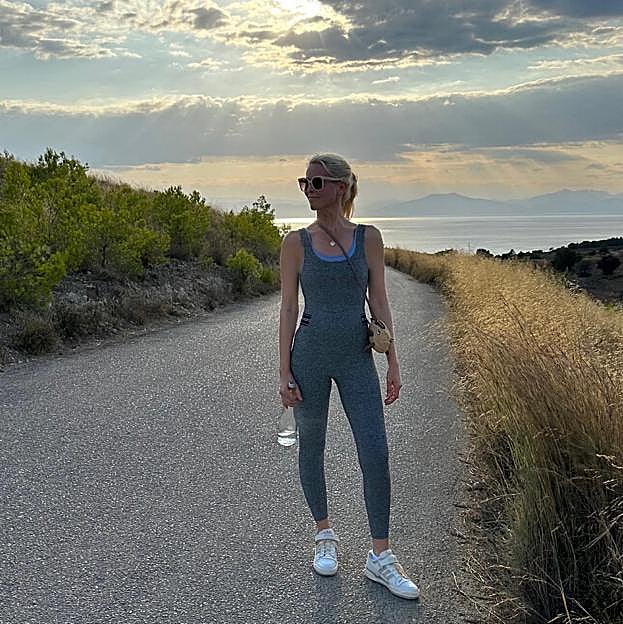 Claudia Schiffer con ropa deportiva. 