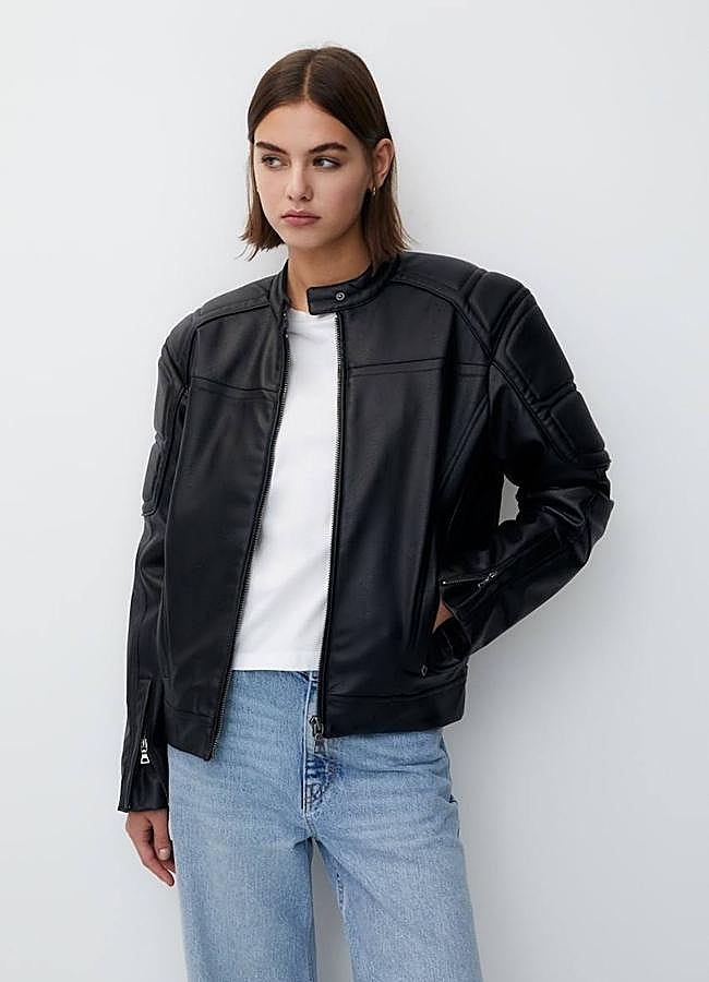 Imagen - Chaqueta negra efecto cuero motorbike