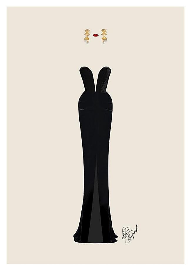 Imagen - Boceto del vestido de Rosalía, para los Latin Grammy 2023, por Schiaparelli.