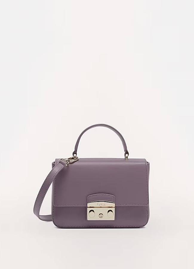 Imagen - Bolso de mano pequeño Metropolis de piel lila con bandolera extraíble de Furla (219€ en El Corte Inglés)