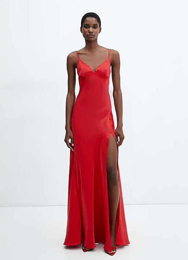 Imagen - Vestido rojo satinado estilo slip dress