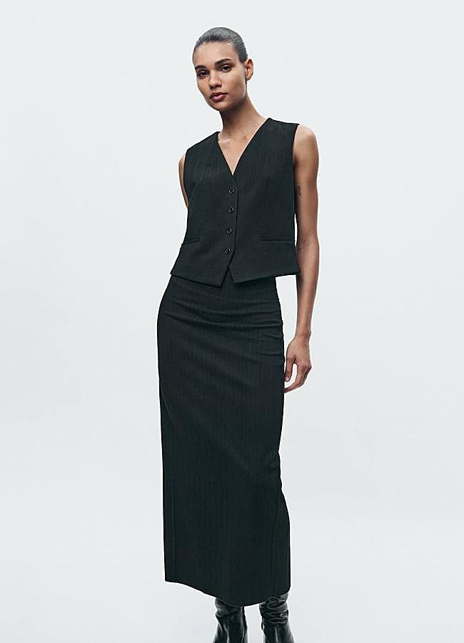 Imagen - Traje de raya diplomática con chaleco y falda