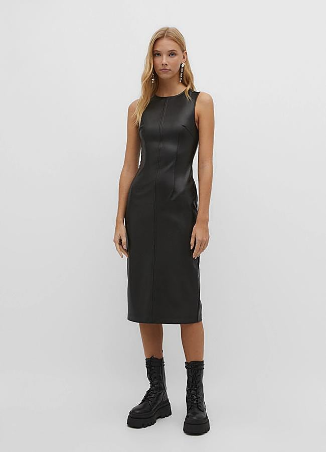 Vestido Piel Stradivarius Stradivarius Vestido Polipiel Vestido Largo  Vestido Corto Efecto