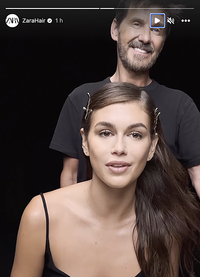 Imagen - Kaia Gerber con el estilista Guido Palau. Foto: @zara.