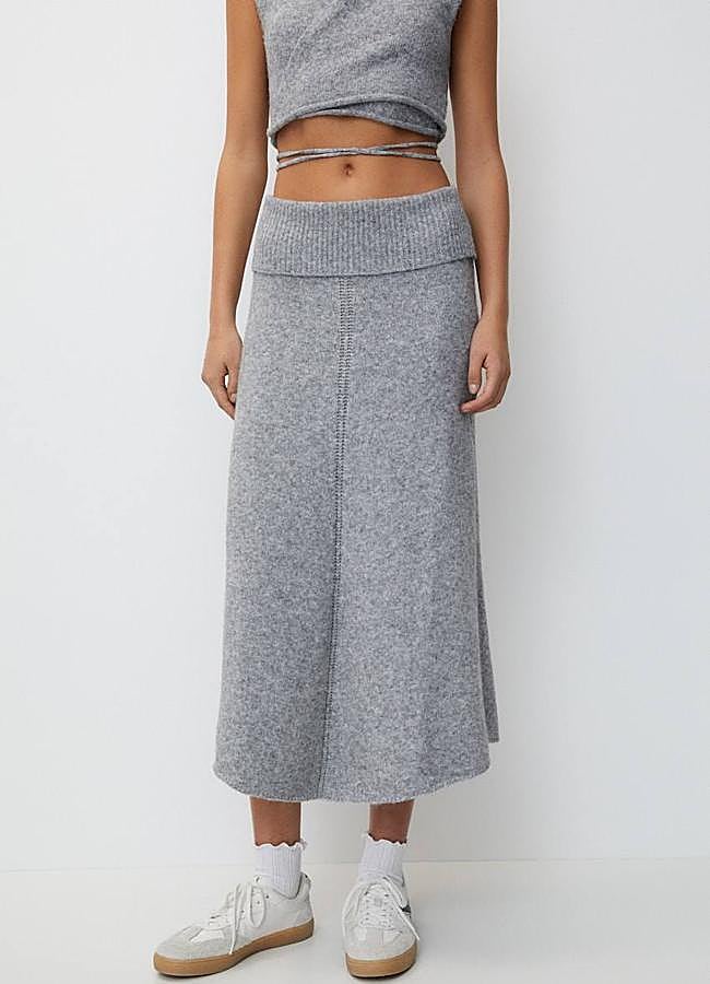 Imagen - Falda de punto midi jaspeada