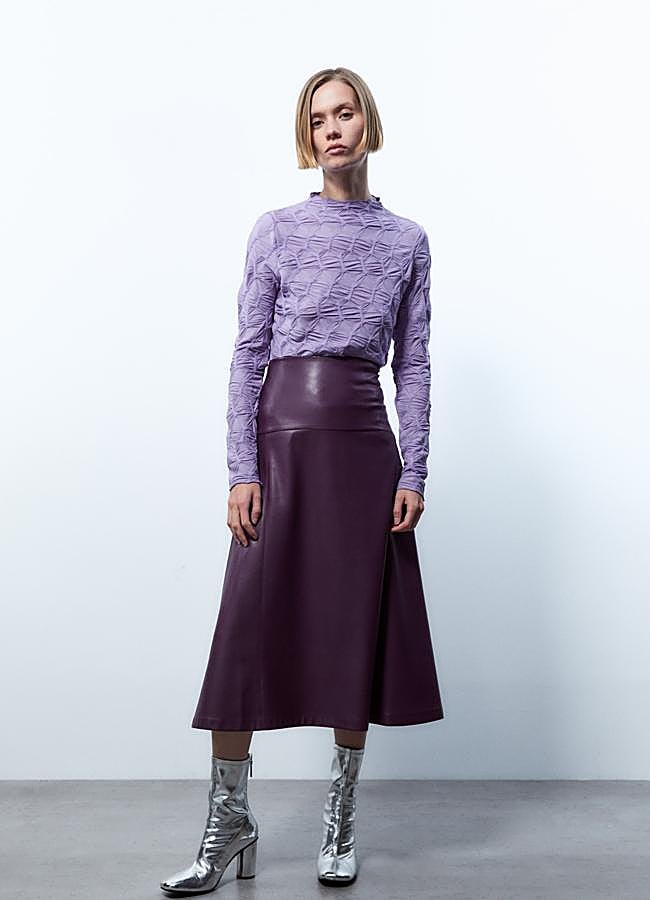 Imagen - Falda midi con vuelo efeto piel de Sfera