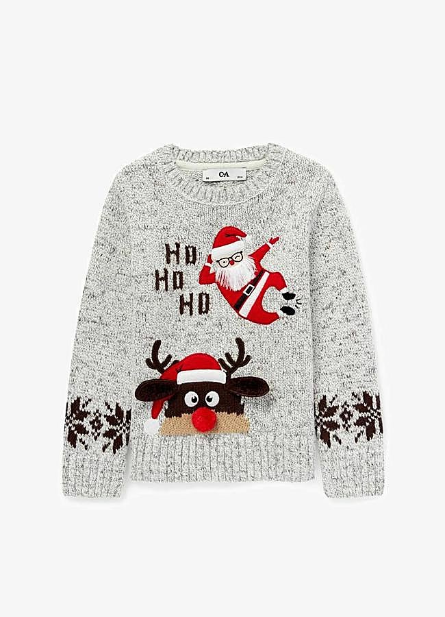 Imagen - Jersey gris con Santa Claus de Zalando, 10,49 euros.