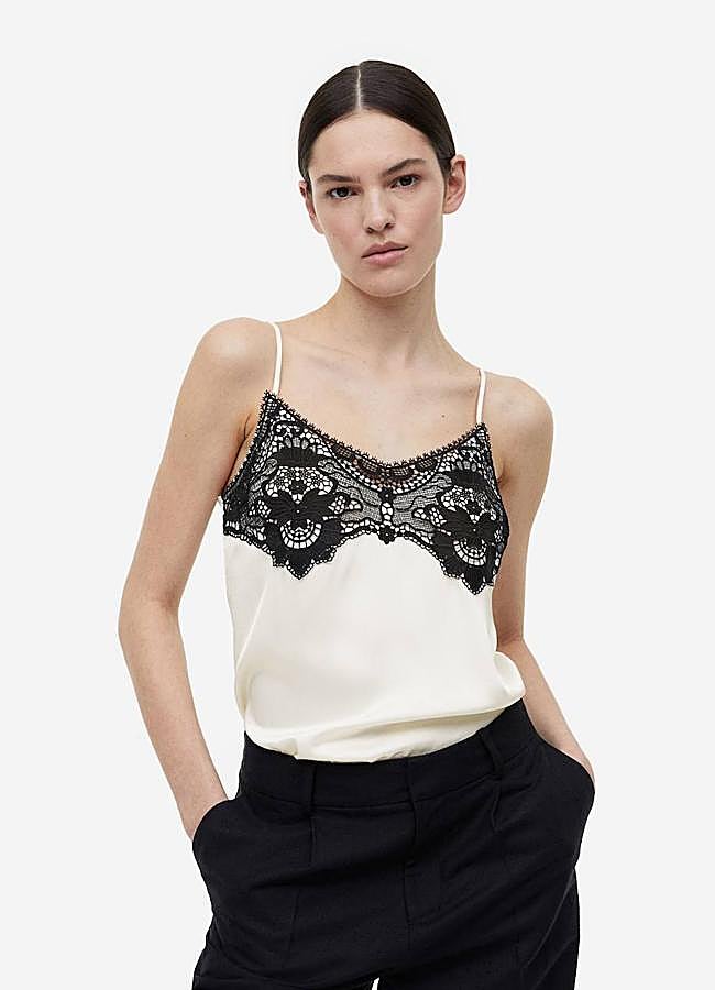 Imagen - Top lencero con encaje a contraste
