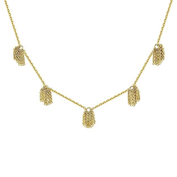 Cadena Goldie con pompones de oro 9 kt de Aristocrazy, 299 euros.