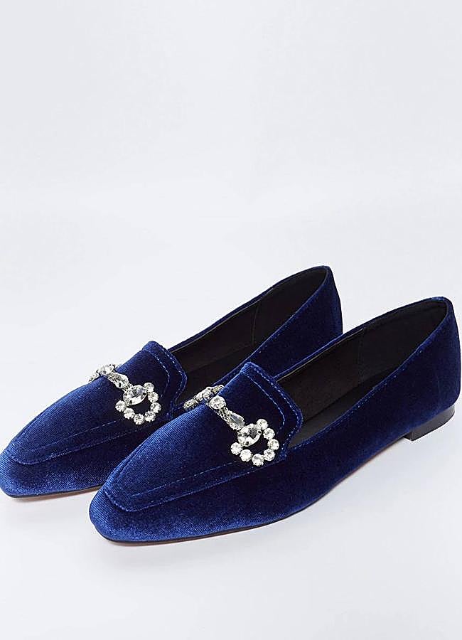 Imagen - Slippers de terciopelo azul con brillos