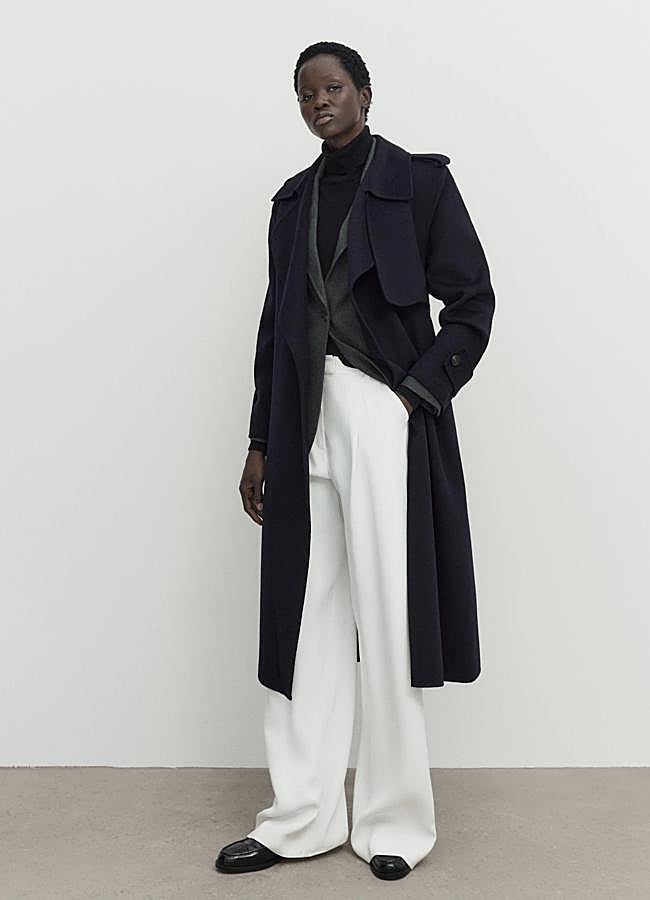 Imagen - Abrigo largo de lana efecto trench de Massimo Dutti.