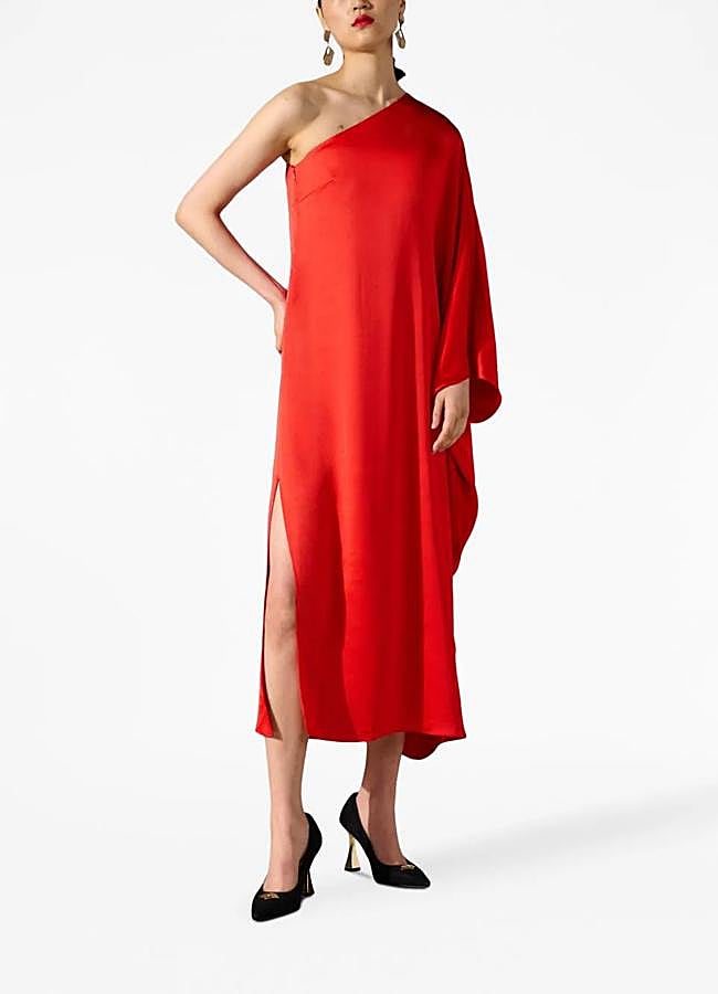 Imagen - Vestido rojo con escote asimétrico de Karl Lagerfeld (201 euros).