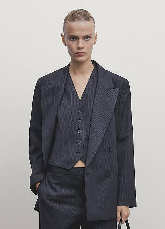 Imagen - Conjunto de blazer y chaleco con raya diplomática