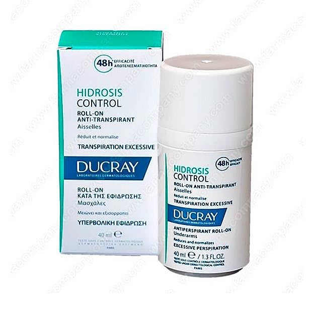 Roll- On antitranspirante Hidrosis Control de Ducray que responde al problema de la transpiración excesiva de las axilas (12,85 euros).