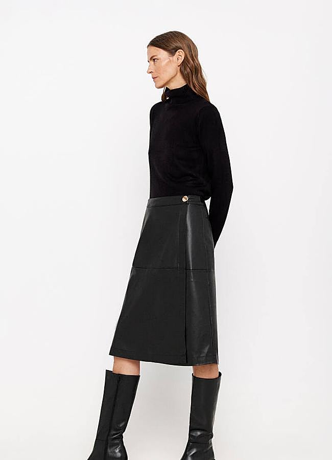 Imagen - Falda midi de polipiel cruzada