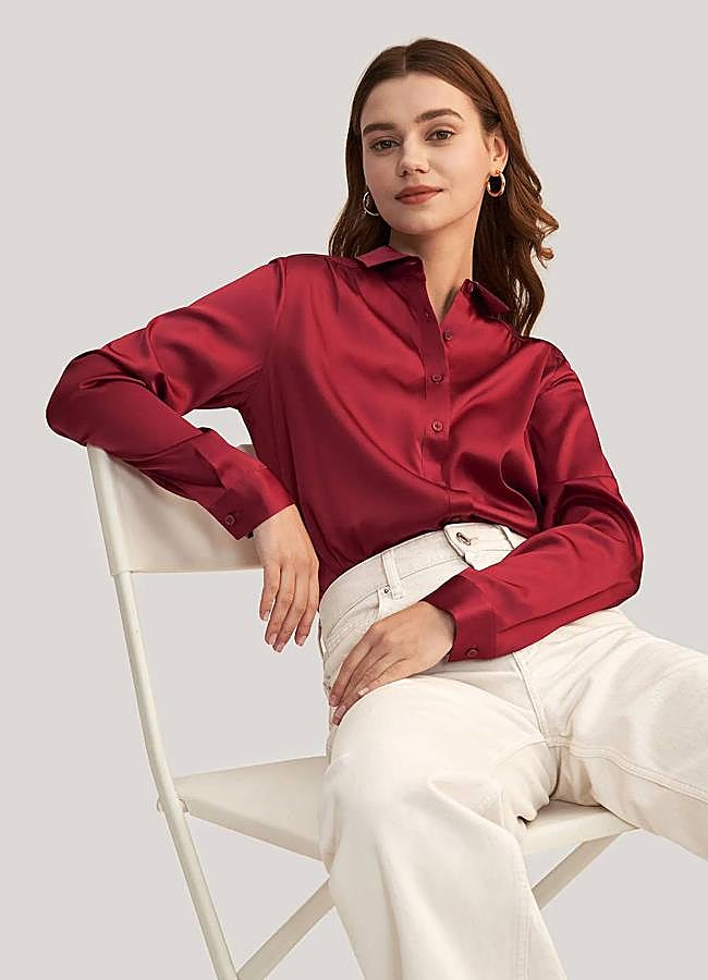 Imagen - Camisa de seda granate