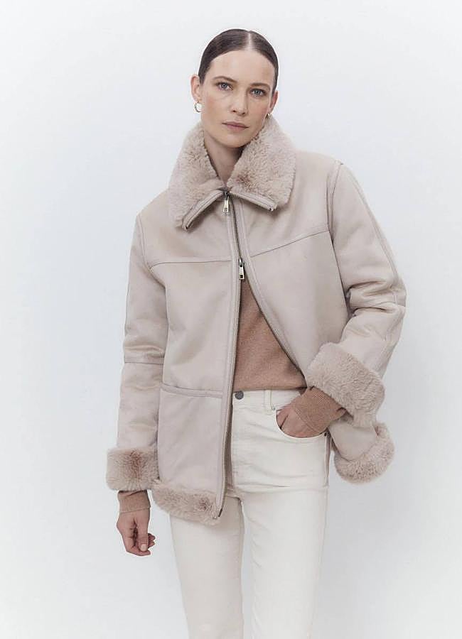 Imagen - Cazadora de doble faz con forro de pelo a tono en beige
