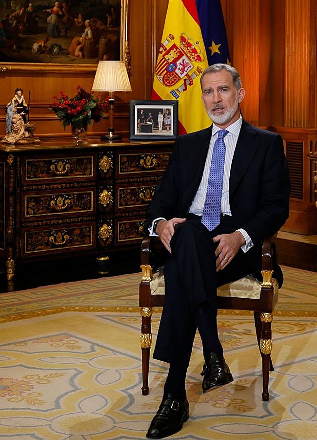 Imagen - El rey Felipe VI durante el tradicional discurso de Navidad de 2023. / GTRES