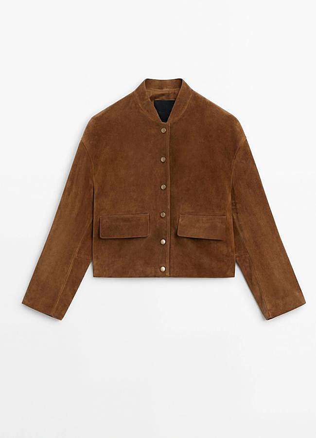Imagen - Bomber de piel en marrón de Massimo Dutti.