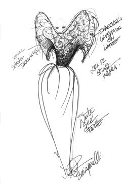 Imagen secundaria 2 - Look 30 del desfile de Schiaparelli de alta costura para esta primavera y bocetos de los looks 29 y 30.