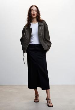 Imagen secundaria 2 - Cazadora de cuero efecto desgastado de Mango Outlet.