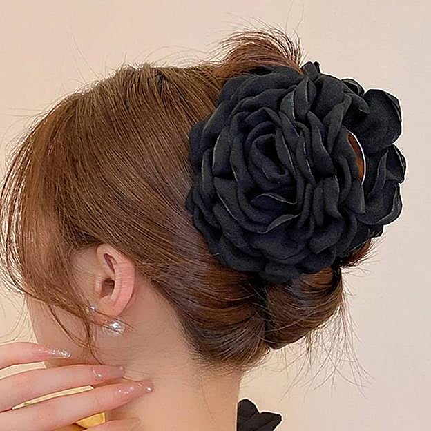 Pinza flor XXL en negro