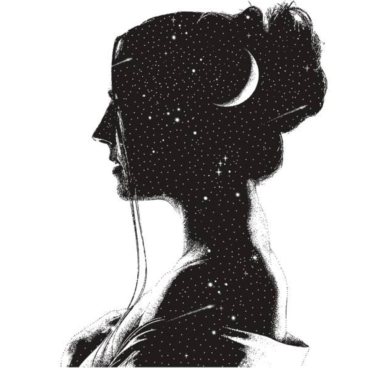Ilustración de mujer con la luna