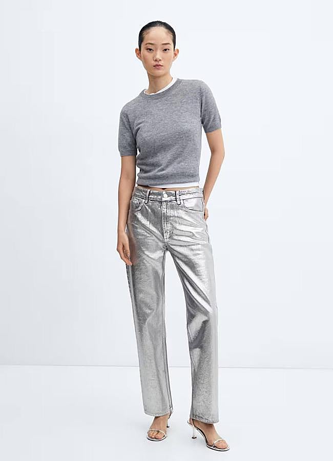 Imagen - Vaqueros metalizados plateados
