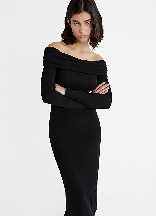 Imagen - Vestido negro con escote bardot