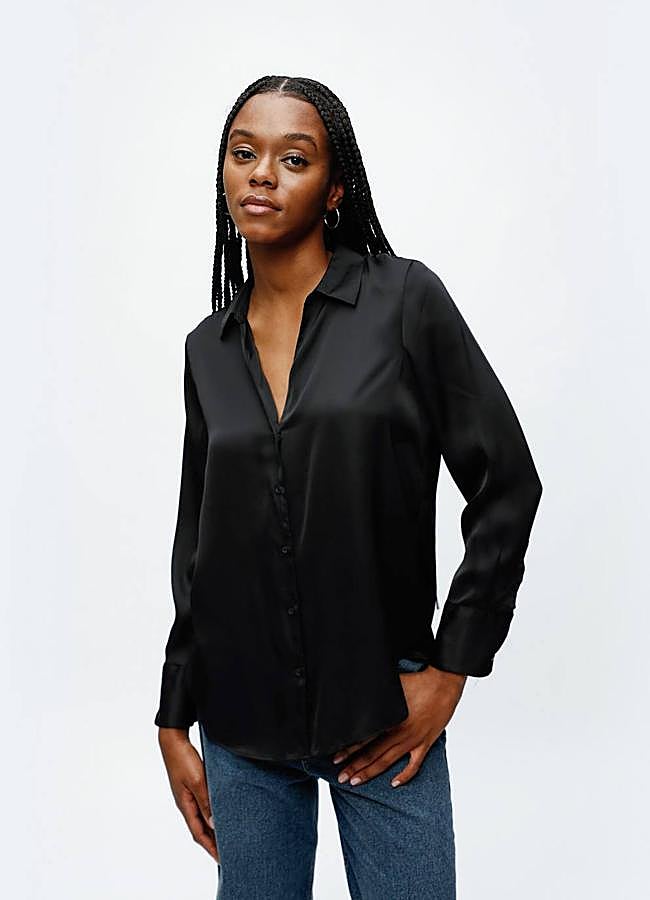 Imagen - Camisa de satén color negro