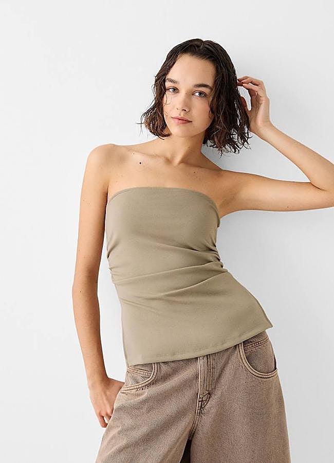 Imagen - Top palabra de honor elástico con fruncidos