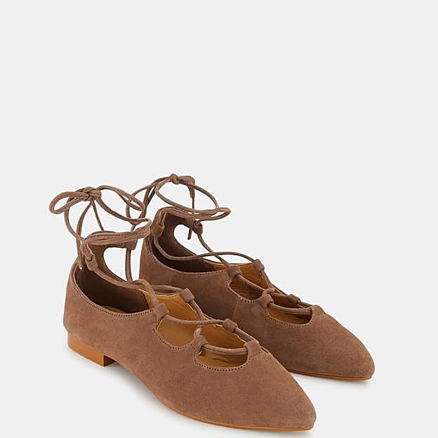 Bailarinas de ante con tiras de Hipercor.