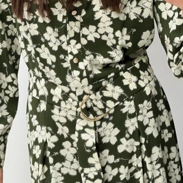 Imagen secundaria 1 - Vestido camisero con estampado de flores de Zara.