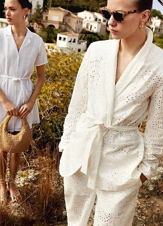 Imagen - Traje bordado con blazer de cinturón y pantalón culotte