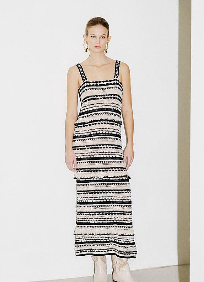 Imagen - Vestido de crochet con estampado de rayas