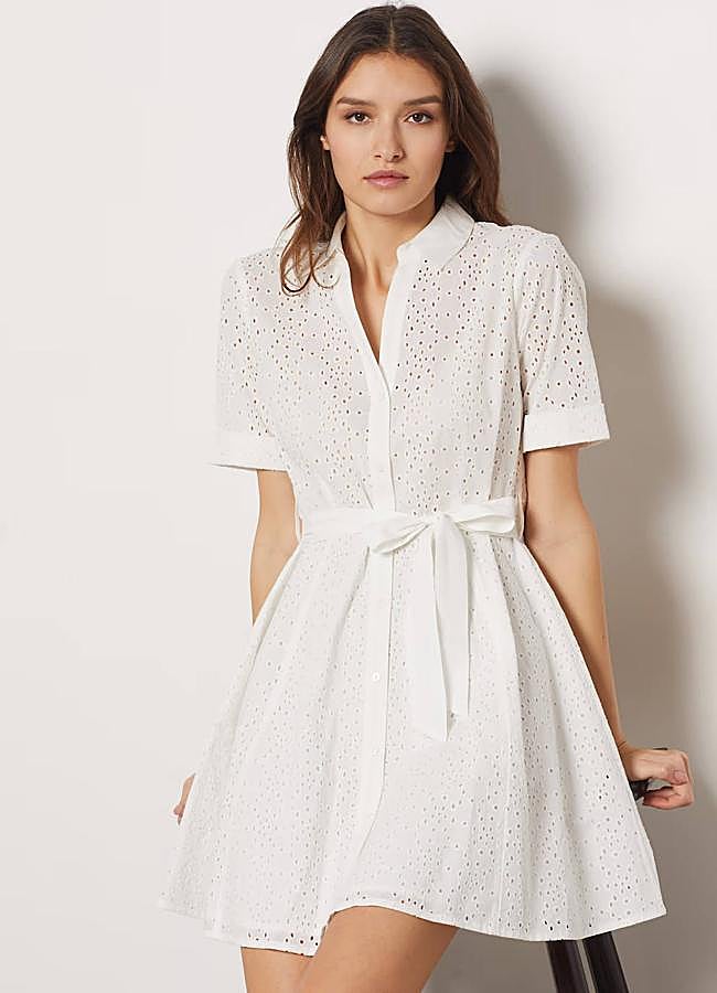 Imagen - Vestido bordado corto con cinturón de lazo