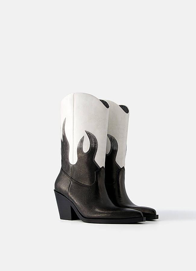 Imagen - Botas cowboy bicolor en blanco y negro