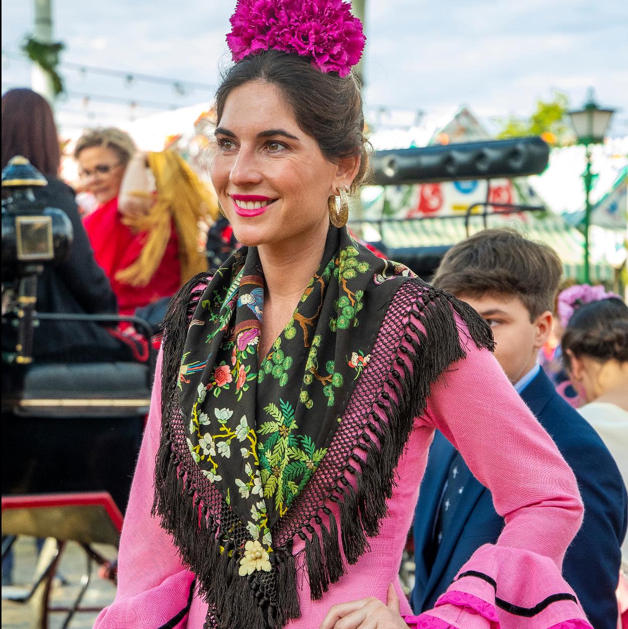 Lourdes Montes en la Feria de Abril.