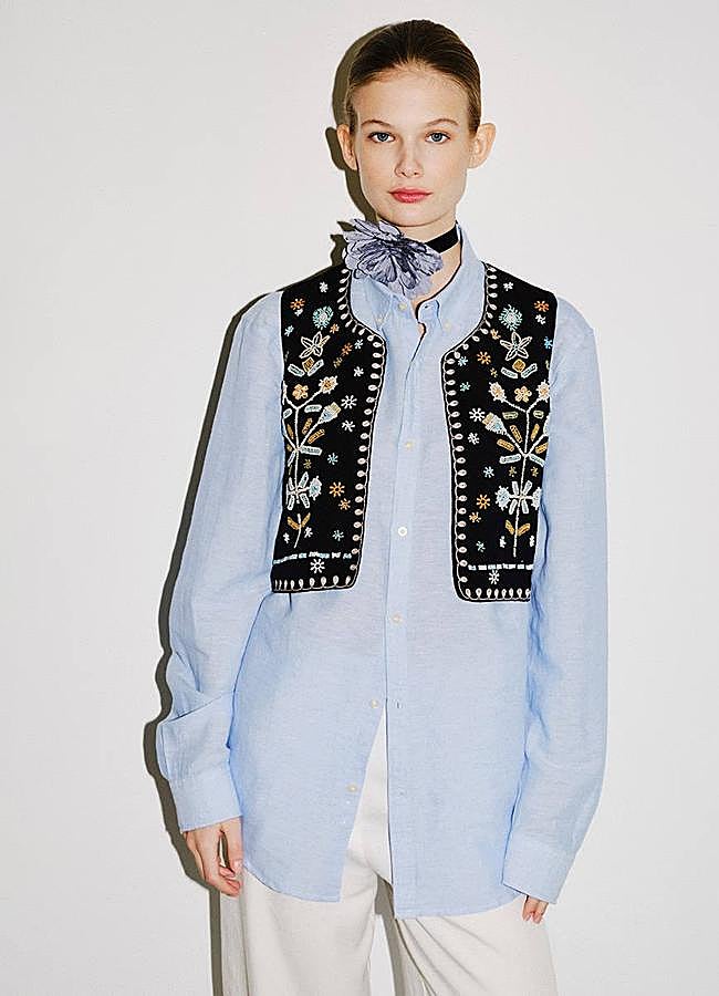 Imagen - Chaleco de lino con bordado multicolor